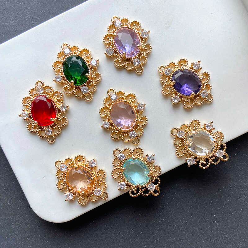 สี Retention Micro-Inlaid Zircon Hollow รูปไข่คู่แขวน Rare Earth Glass อุปกรณ์เสริม Handmade จี้ diy
