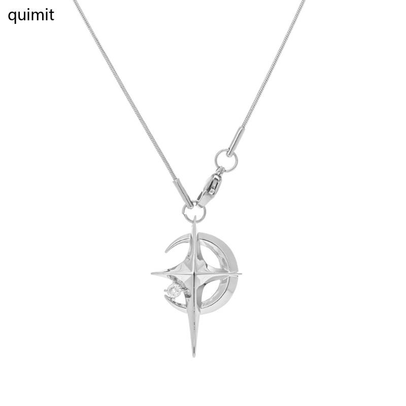 QUIM แฟชั่น Moon Star จี้สร้อยคอ Choker Clavicle Chain สร้อยคอเครื่องประดับสําหรับผู้หญิง Egirls