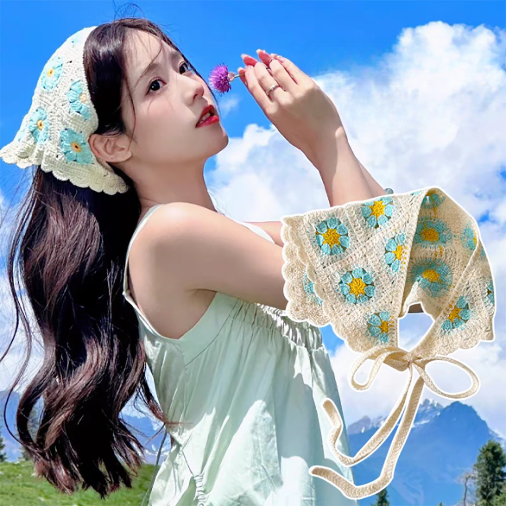 Women Turban Head Kerchief Floral Hair Bandana Triangle Headwear Hair Scarves