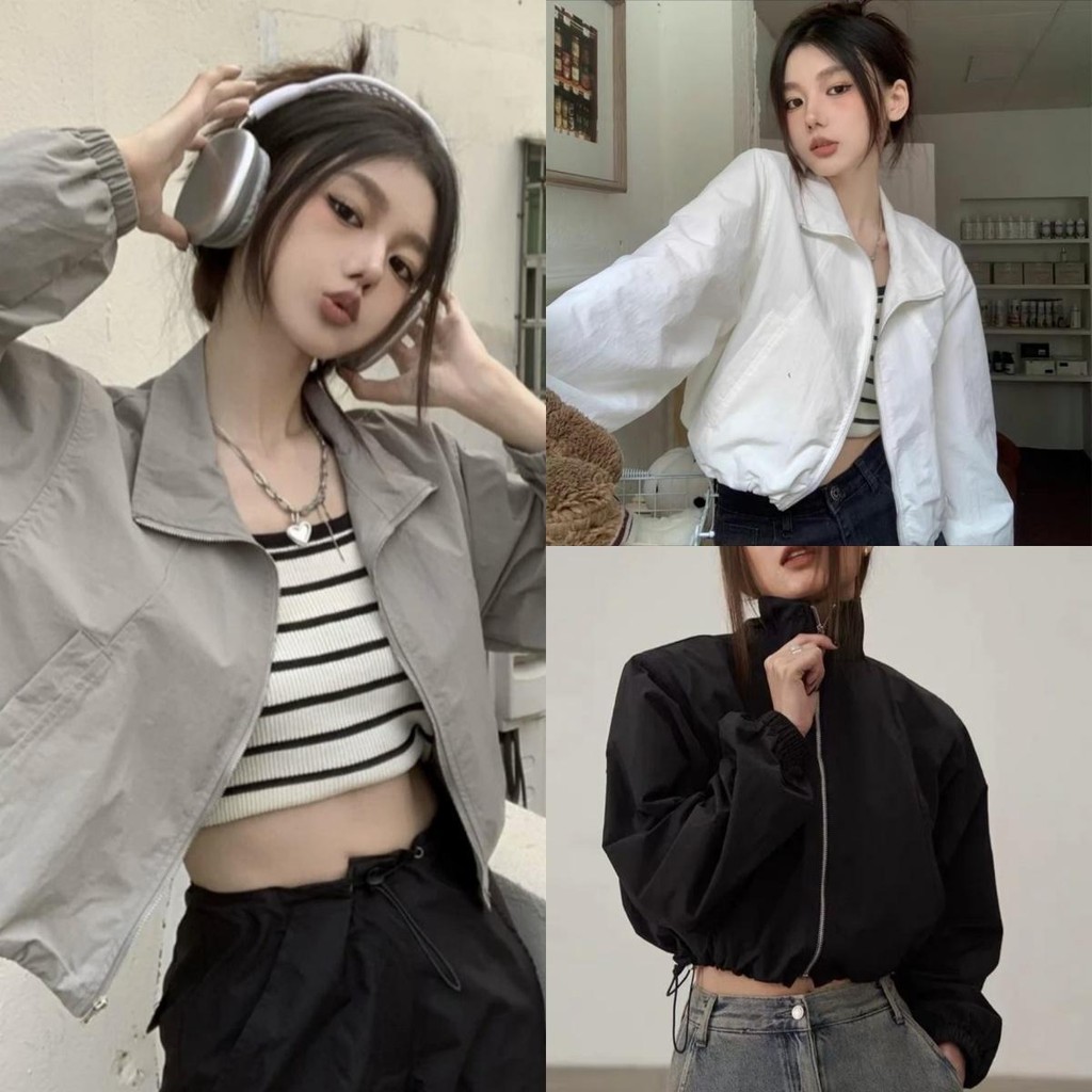 เสื้อคลุม เสื้อแจ็คเก็ตกันแดดกันลม ผ้าร่ม K12 ชายเสื้อสามารถรูดได้ ซิปเหล็กอย่างดี คอตั้ง แขนจั๊ม มีกระเป๋าข้าง