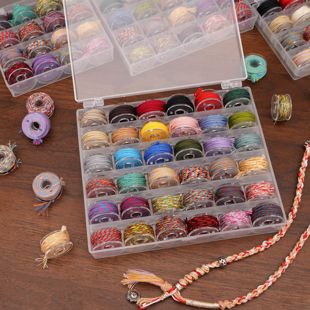 [1 มม.] ชุดด้ายฝ้ายมือ Rubbed กล่องลูกปัดเชือกฝ้าย DIY เชือกถักมือพู่เครื่องประดับ - รูปที่ 7