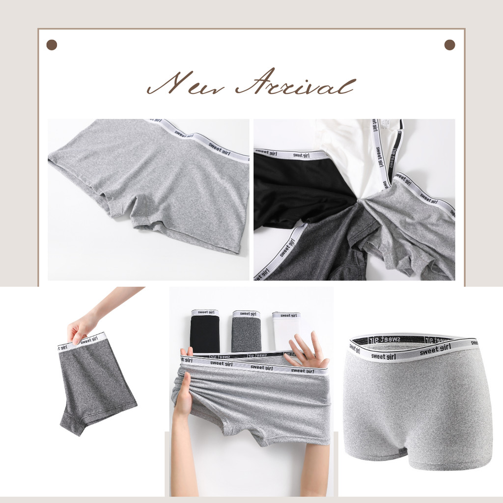 กางเกงใน บ็อกเซอร์ ผู้หญิง กางเกงชั้นในสตรี กางเกงในขาสั้น ผ้านุ่ม ไม่รัดขา ระบายอากาศดี ใส่สบาย สีพื้น M-2XL