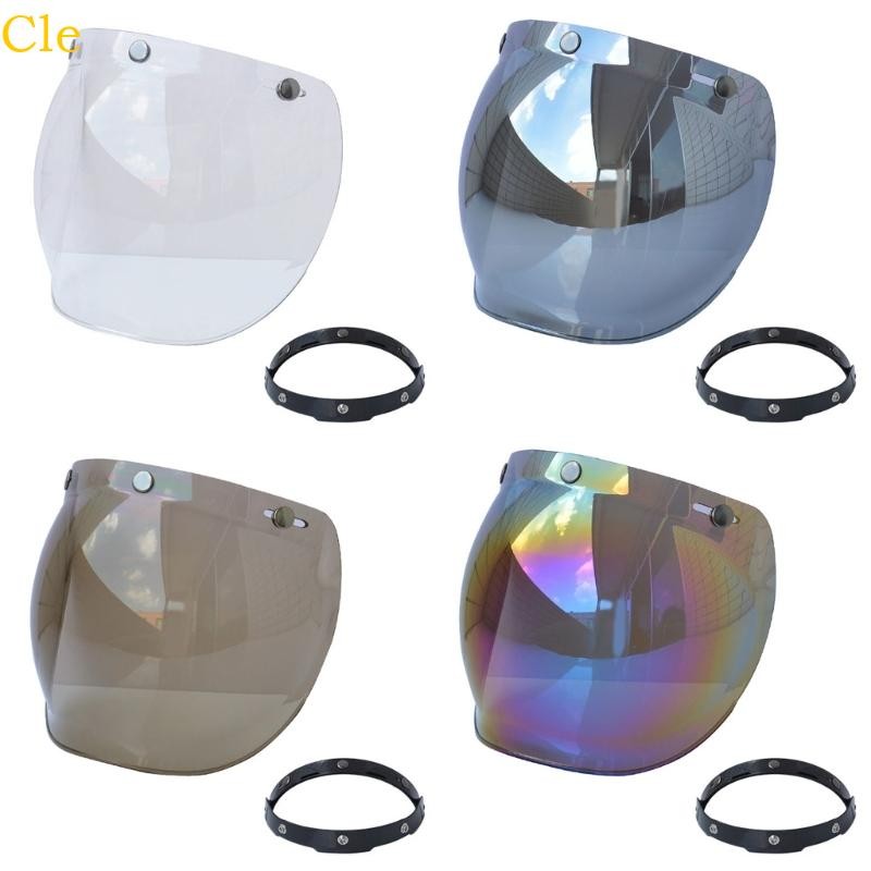 หมวกกันน็อค Cle Motorcycles Bubble Shield- พร้อมอะแดปเตอร์พลิกสําหรับหมวกกันน็อคเปิดหน้า 3-Snap Half