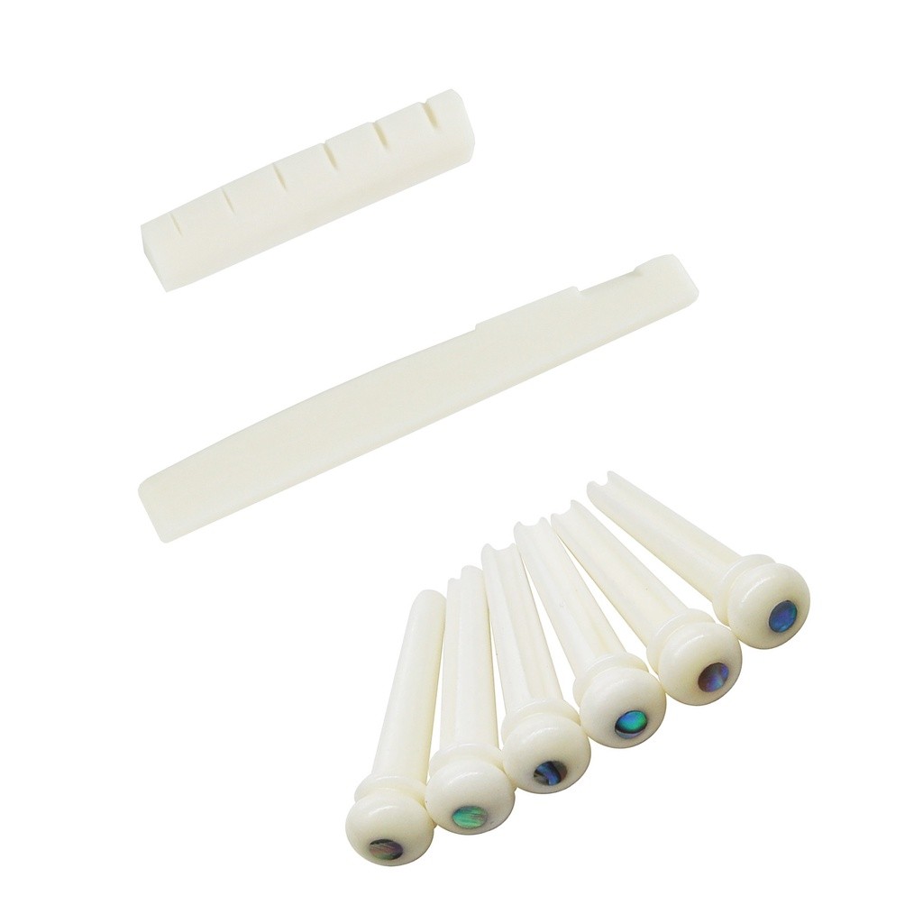 เข็มสะพานอานอ่อนนุช กระดูกวัว (6 ชิ้น) กีตาร์โปร่ง GP-08-GCB-01 สีขาว