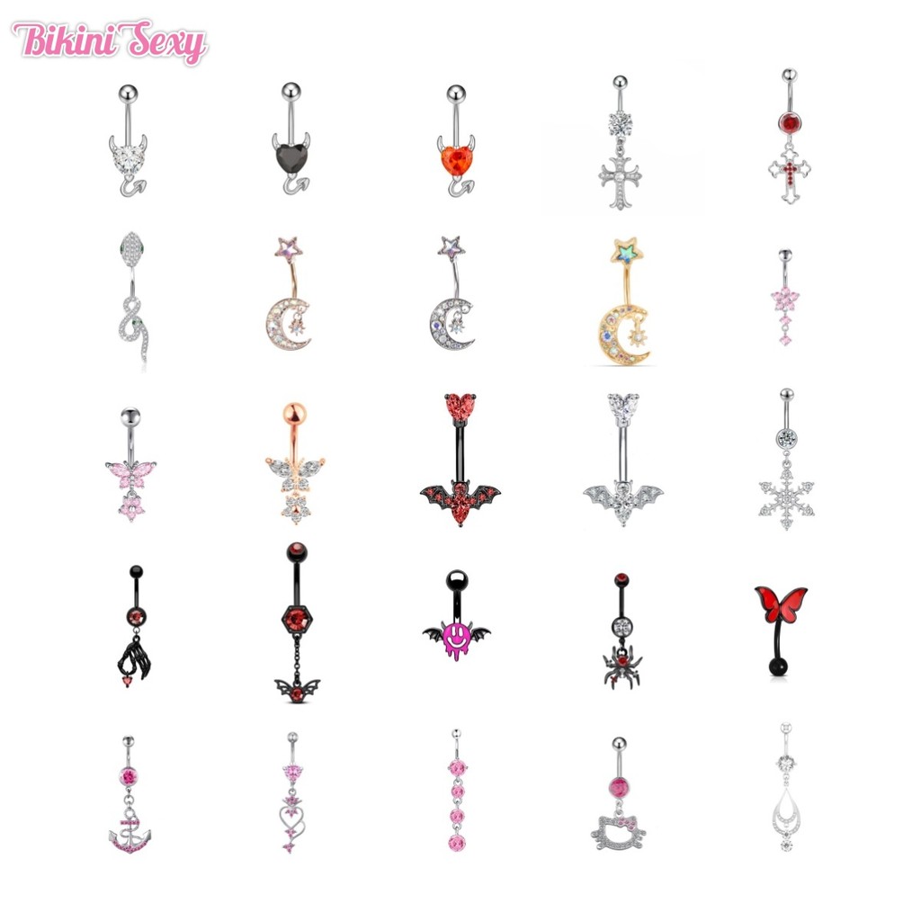 BikiniSexy💕💕 เครื่องประดับแฟชั่น เล็บปุ่มท้อง จิวสะดือแบบหนีบ มีให้เลือกหลากหลายสไตล์ แฟชั่นเซ็กซี่