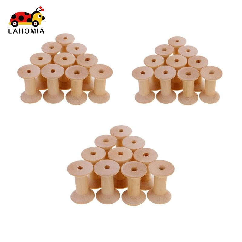 [ลาโฮเมีย] แกนเกลียวเปล่าไม้ธรรมชาติ 30 ชิ้น กระสวยเย็บผ้า เครื่องมือเย็บผ้า