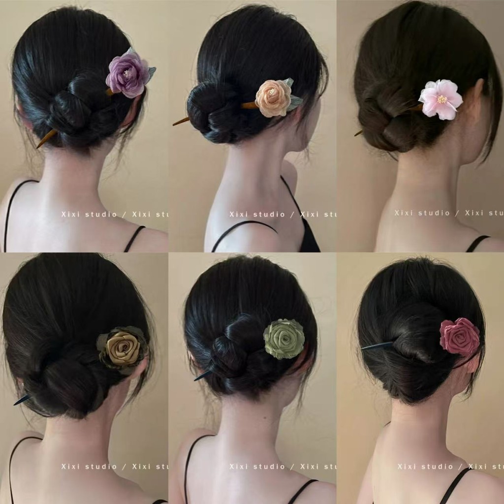 ใหม่สไตล์จีนตาข่ายดอกไม้กิ๊บไม้สําหรับผู้หญิงระดับไฮเอนด์ ฮันฟู อุปกรณ์เสริมด้านหลังหัวกิ๊บกิ๊บกิ๊บสิ่งประดิษฐ์