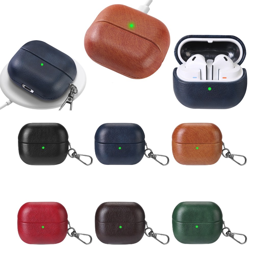 กันกระแทก Minimalist Anti-fall สําหรับ Samsung Galaxy Buds3 FE 3Pro PC + หนัง PU สีแดงผิวหูฟังปลอก Buds 3 Pro 3FE ฝาครอบ