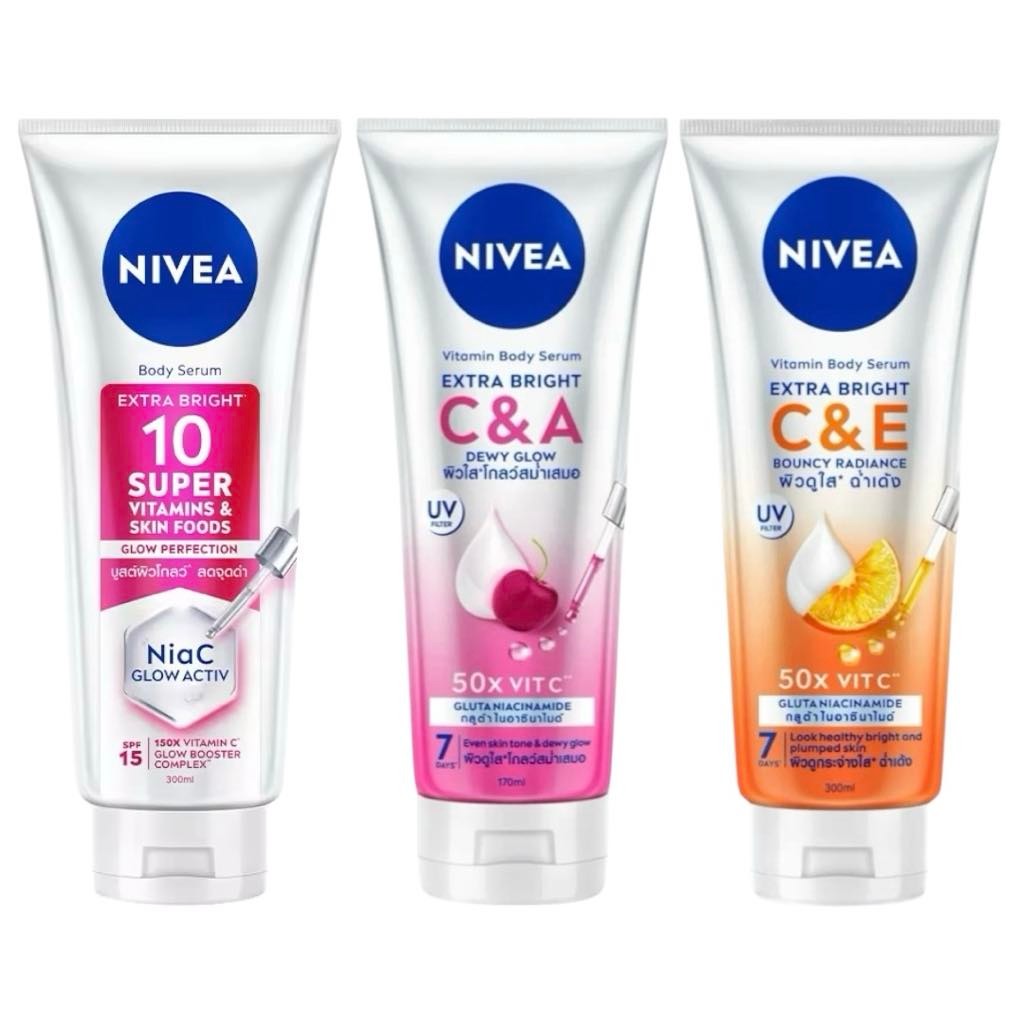 โลชั่นนีเวีย 300 ml  NIVEA Extra Bright Vitamin Body Serum C&E / C&A / 10 Super