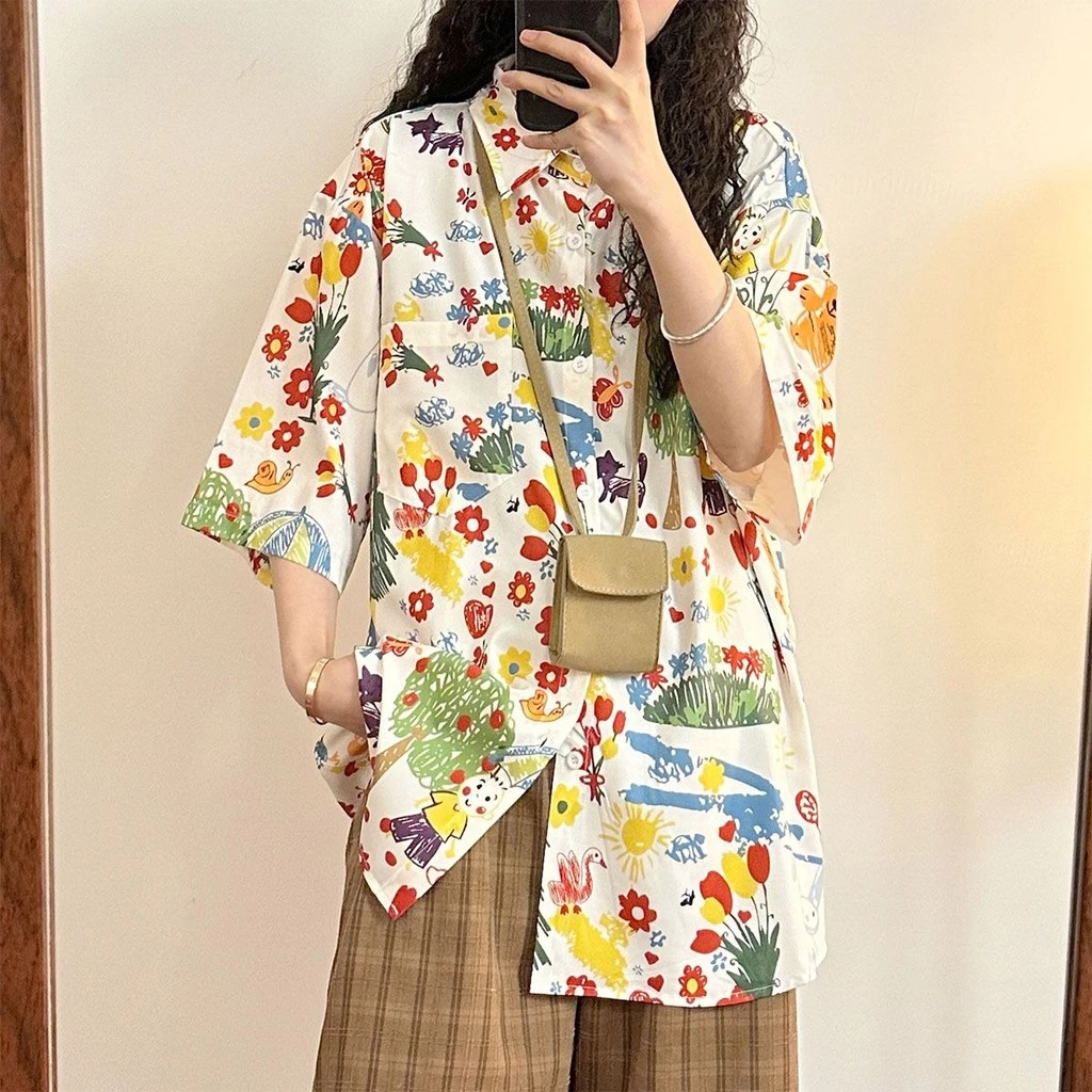 เสื้อลายดอกไม้แขนสั้นผู้หญิง ไซส์ L-2XL สไตล์เกาหลี thumbnail 8
