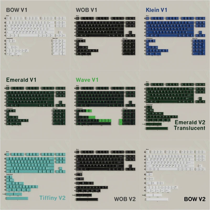 Aifei Double Shot Keycaps Cherry Profile ABS Big Set Split Alice Ansi Layout Purple Green Key Caps F