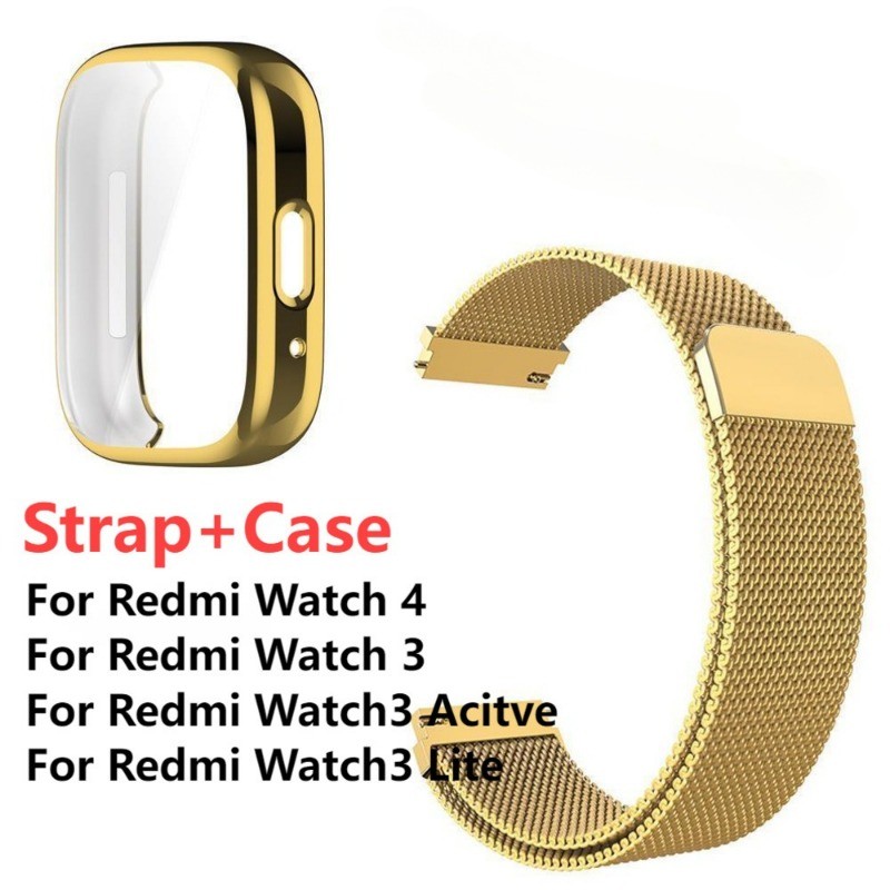 สําหรับ Redmi Watch 3 Active Strap Mi Watch Lite สร้อยข้อมือ ห่วงแม่เหล็ก สายโลหะ เคสป้องกัน สําหรับ Redmi Watch 4 Band เคส