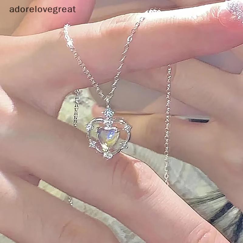 Alt Simple Moonstone Love สร้อยคอผู้หญิงสาวอารมณ์แฟชั่นสร้อยคอจี้งานแต่งงานเครื่องประดับของขวัญ DRG