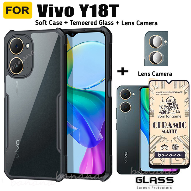 Shockproof สําหรับ Vivo Y18T เซรามิคกระจกนิรภัย 3 ใน 1 Vivo Y03T Y19S Y18E ป้องกันหน้าจอกล้องเลนส์ฟิล์ม