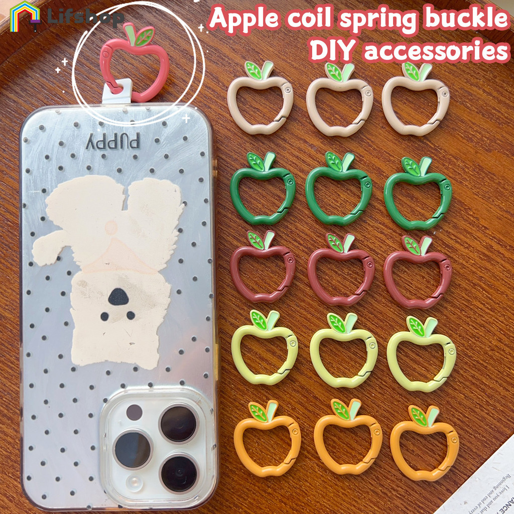 อุปกรณ์ทําเครื่องประดับ DIY - หัวเข็มขัดพวงกุญแจคลิป Snap - 2 ชิ้น Apple-Shaped Spring O แหวน - หลากสี ทนทาน - อลูมิเนียมอัลลอยด์ทาสีเข็มกลัดกุ้งก้ามกราม