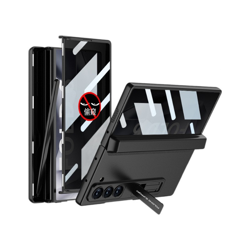 สําหรับเคส Samsung Galaxy Z Fold 6 พร้อมขาตั้ง ฝาครอบ Fold6 พร้อมกระจกความเป็นส่วนตัว เคส ZFold6 พร้อมฐานเคสด้าน