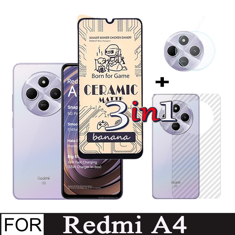 3 ใน 1 เลนส์ป้องกันฟิล์มสําหรับ Redmi A4 เซรามิคฟิล์มกระจกนิรภัยสําหรับ Redmi A3 Pro Redmi 14C 14R
