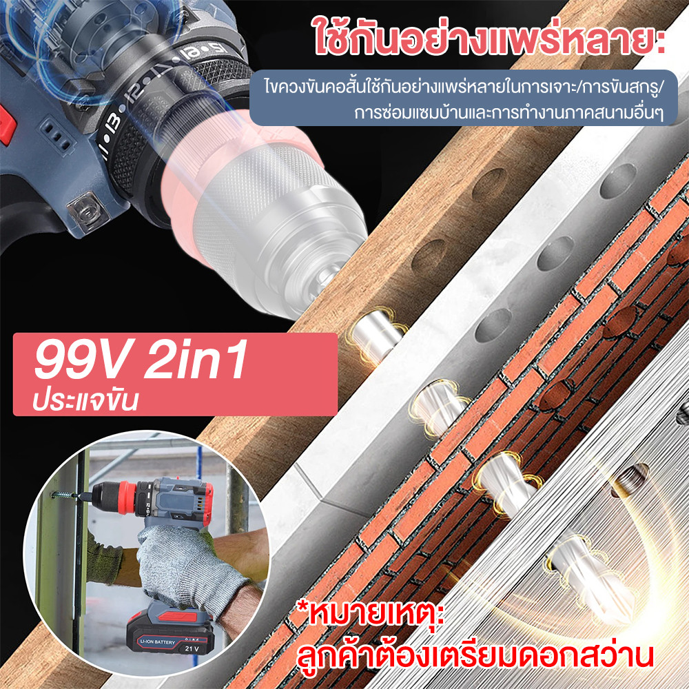 Moketa สว่านไขควงไร้สาย มอเตอร์บัสเลส สว่านไร้สาย สว่านไฟฟ้าไร้สาย สว่านเปลี่ยนหัวได้