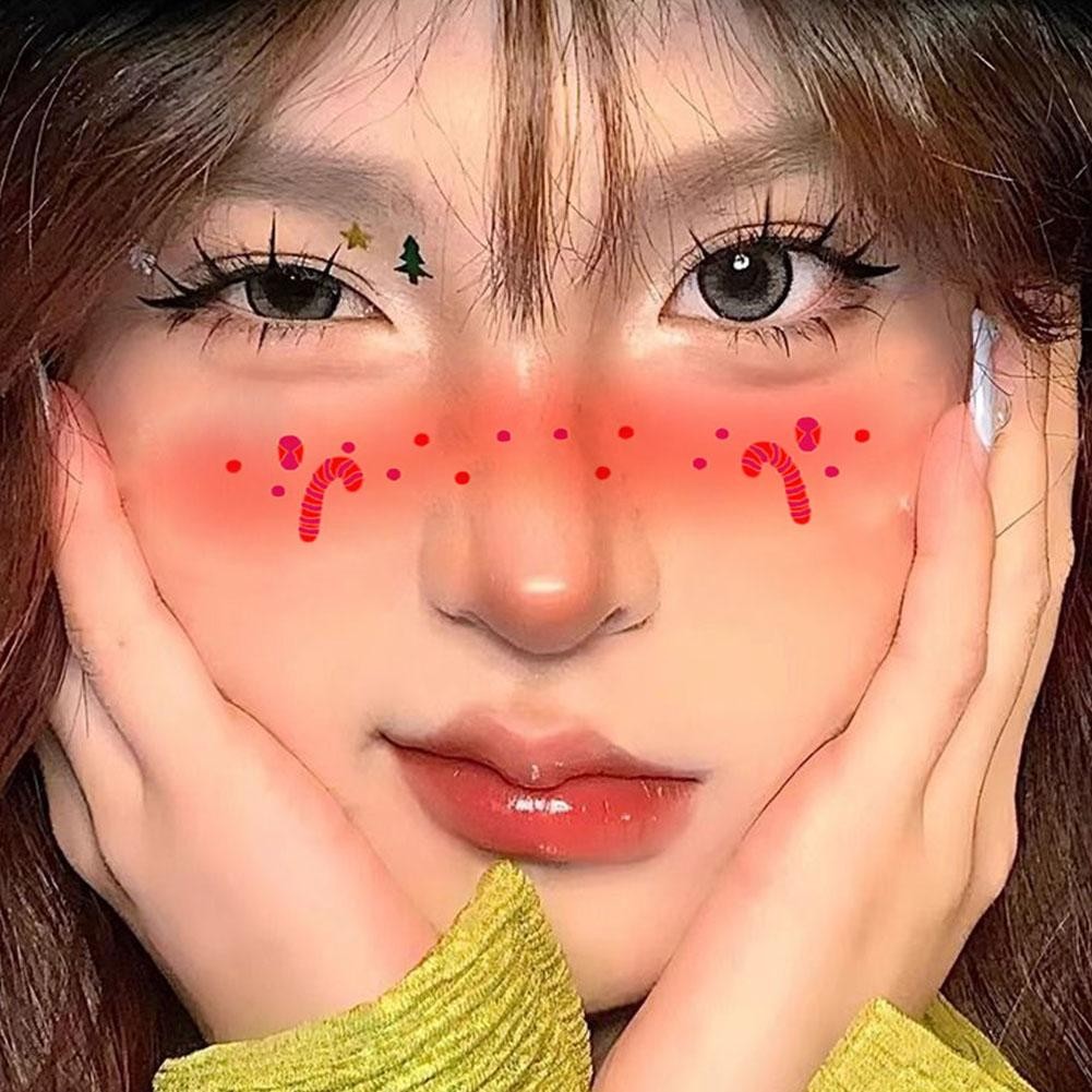 ปีใหม่สติกเกอร์ชั่วคราวแบบใช้แล้วทิ้ง การ์ตูนแต่งหน้า ใบหน้า สติ๊กเกอร์รอยสัก กันน้ํา งานรื่นเริง ปาร์ตี้