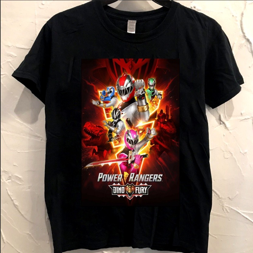 Eb3 Power Rangers Dino Fury Movie Poster เสื้อยืดสีดําคลาสสิก ของขวัญคริสต์มาส