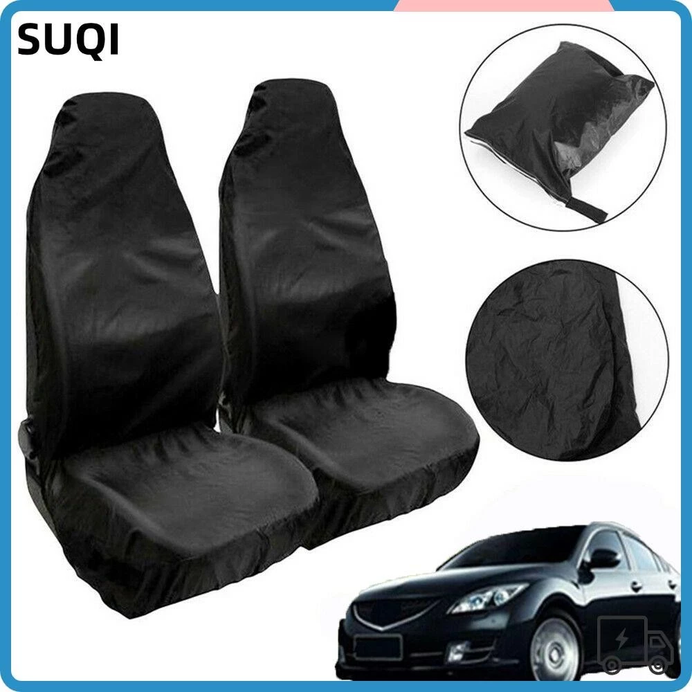 Suqi ผ้าคลุมเบาะรถยนต์ กันน้ํา ทนทาน สีดํา 2 ชิ้น