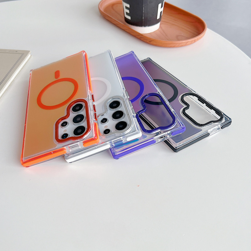 หรูหรา Matte โปร่งแสง Gradual เลเซอร์ Aurora เคสโทรศัพท์แม่เหล็กสําหรับ Samsung S25 Ultra S24 S23 S22 S21 Ultra Plus S25 S24 S23 S21 FE A56 ไร้สายชาร์จ Hard กันกระแทก - ภาพย่อย 4