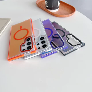 Matte โปร่งแสง Gradual เลเซอร์ Aurora แม่เหล็กสําหรับ Samsung S26 Ultra S25 Ultra S24 S23 S22 S21 Ultra Plus S25 S24 S23 S21 FE A56 ไร้สายชาร์จ Hard กันกระแทก