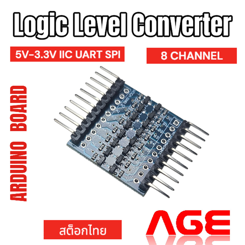 Logic Level Converter MODULE 8 CHANNEL 5V-3.3V IIC UART SPI บัดกรีขาแล้ว