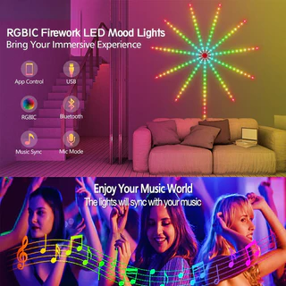 ไฟสายไฟเปลี่ยนสีได้ สายไฟ LED 180 ดวง ซิงค์เสียงเพลง พร้อมรีโมตคอนโทรล APP 5050 RGB สําหรับตกแต่งคริสต์มาส