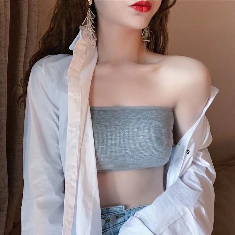 🍑Evelyn🍑เกาะอกมีฟองน้ำในตัว สีพื้น ทรงเซ็กซี่ปนน่ารักผ้าใส่สบาย ใส่สบาย พร้อมส่ง#WL-5 - รูปที่ 3