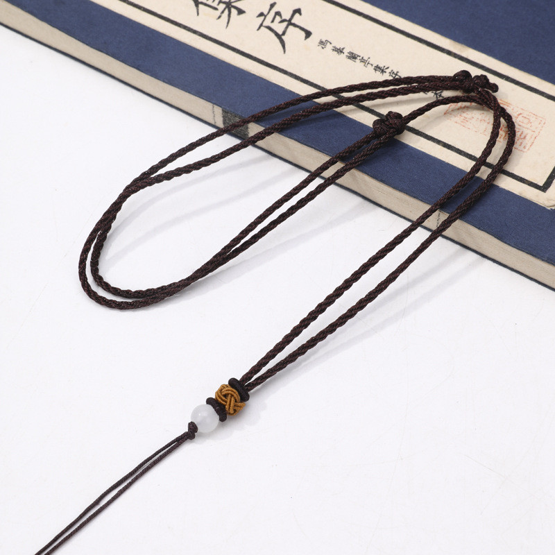 ลูกปัดสีขาวหัวเข็มขัดเชือกสร้อยคอ DIY เชือกถักด้วยมือจี้หินจี้เชือกแขวน - รูปที่ 6