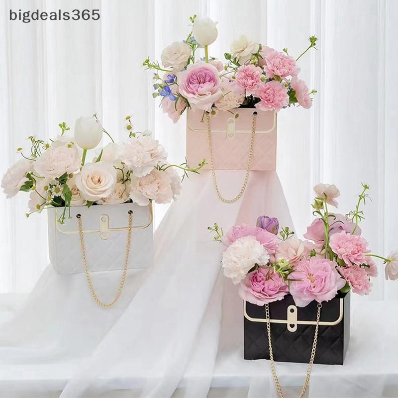 [bigdeals365] กล่องดอกไม้แบบพกพากล่องบรรจุภัณฑ์กุหลาบห่อถุงกระดาษกล่องของขวัญของขวัญปาร์ตี้สต็อกใหม่