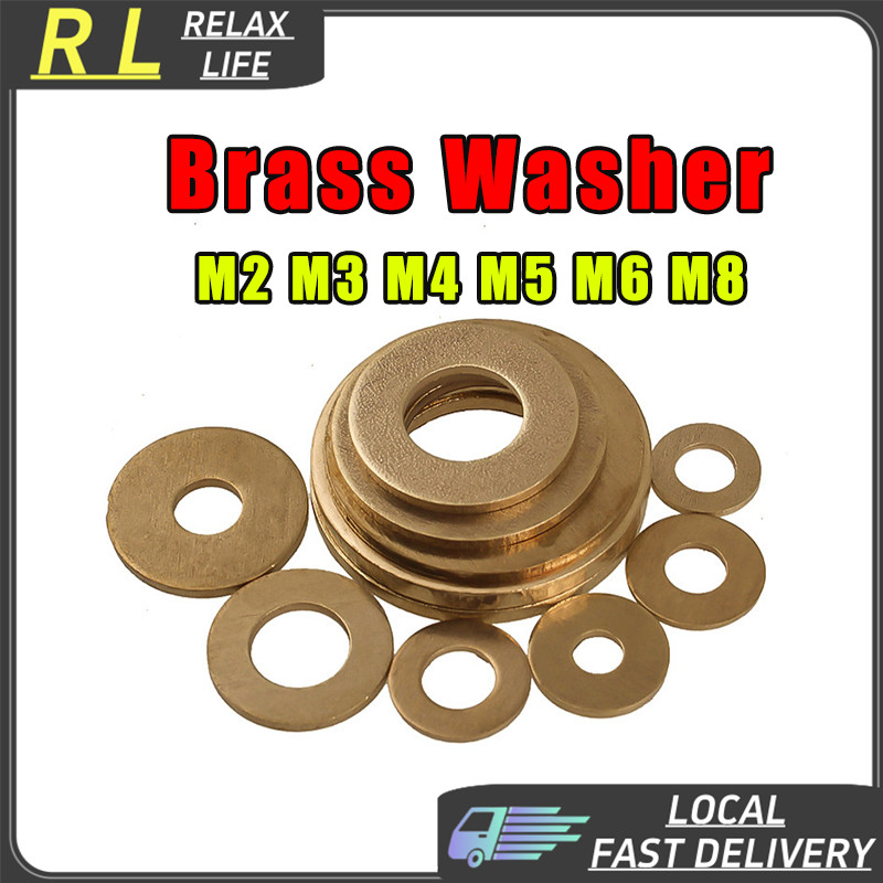 ✨ร.ล✨ เครื่องซักผ้าทองเหลืองแบน M2 M3 M4 M5 M6 M8 หนา O แหวน CinrationTembaga O-Ring ฤดูใบไม้ผลิเครื