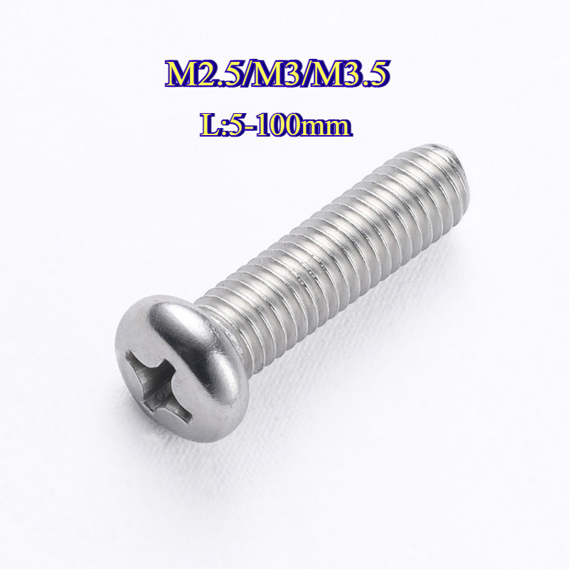 สกรูหัวกลมสแตนเลส 304 M2.5/M3/M3.5 สกรูขยายสกรูขนาดเล็ก [Len-wdy]