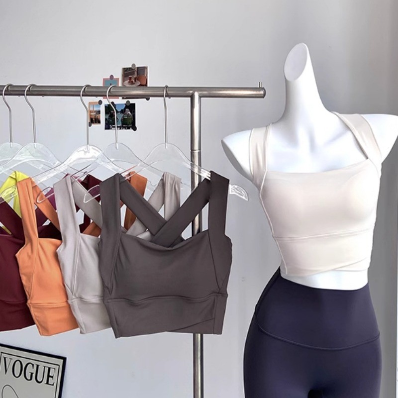 MAGGIEYOGAFixed เบาะกีฬา Bra Cross Beauty กลับกว้าง Hem Bra ฟิตเนสโยคะ
