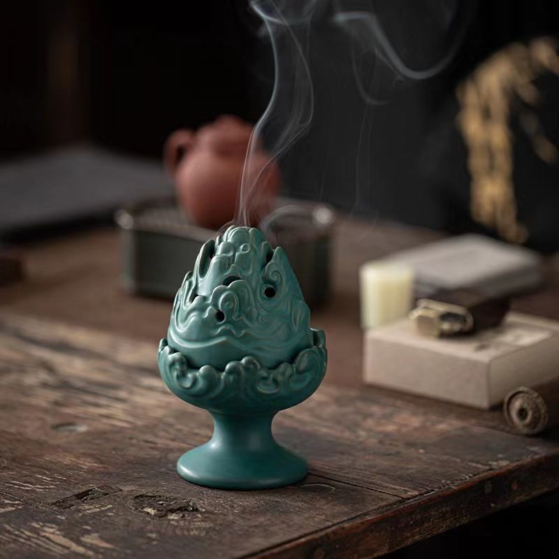 Aromatherapy diffuser เตา Boshan กระถางธูปเซรามิกห้องชาในครัวเรือนเตาอโรมาเทอราพีธูปเซนไม้จันทน์ธูปเซนเครื่องหอมงานฝีมือเครื่องประดับตราธูป an91