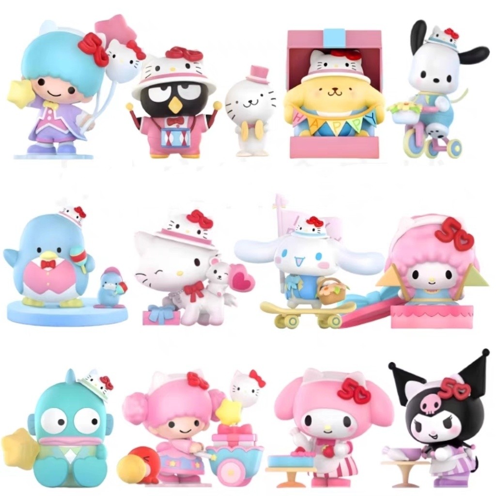 Popmart Bubble Mart Sanrio Family Hello Kitty 50th Anniversary Blind Box Handmade, Swinging Gift Q3J