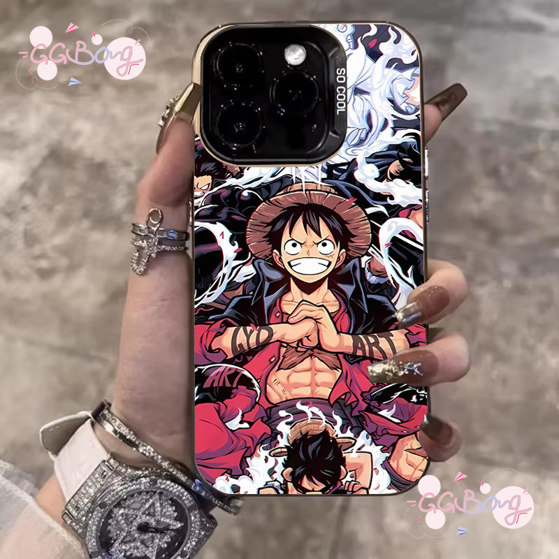 คู่รัก วันพีช ลูฟี่ สุดหรู เลนส์เคลือบโลหะ ฝาครอบใหม่ เคสไอโฟน 16 15 13 11 14 12 Pro Max XR X XS Max 16 7 14 8 Plus SE