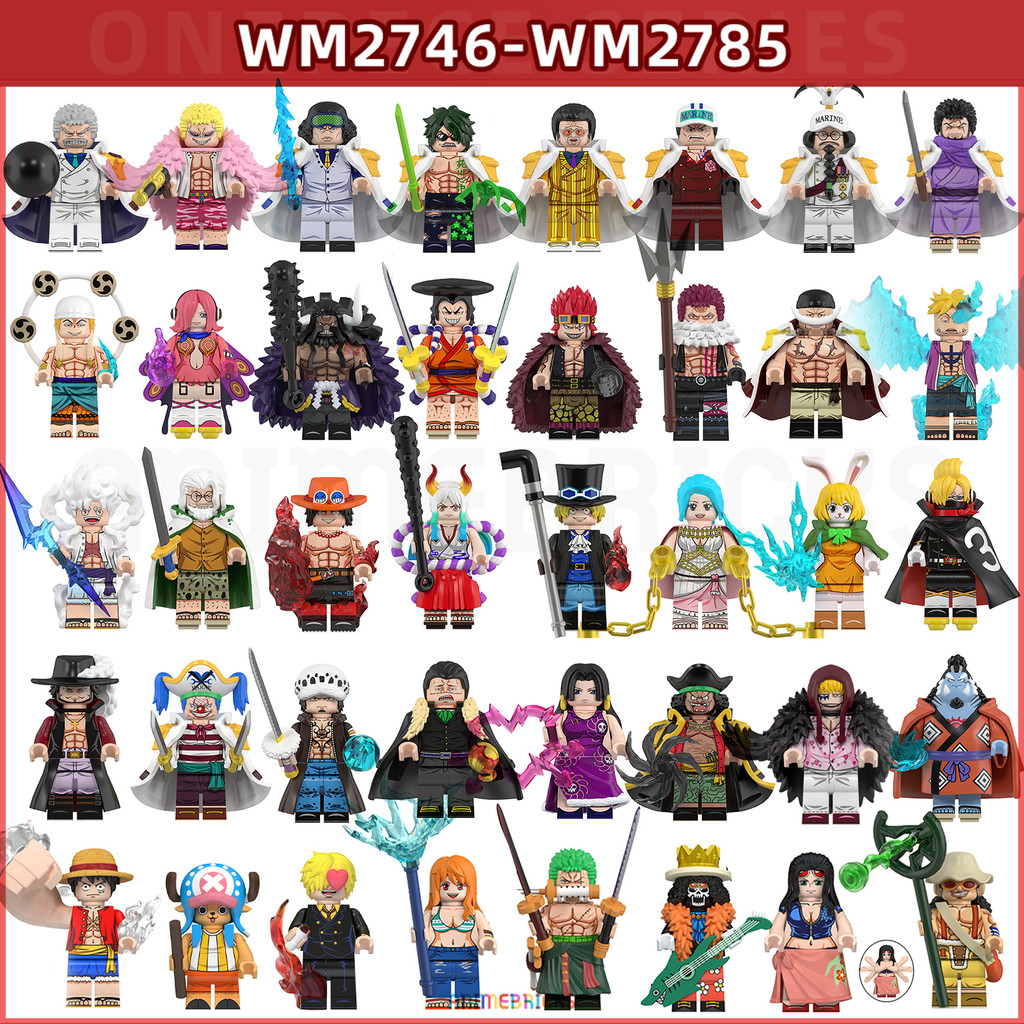 One Piece Minifigures หมวกฟางโจรสลัด Luffy Zoro Chopper Sanji Nami Robin Brook Usopp บล็อกตัวต่อของเล่น