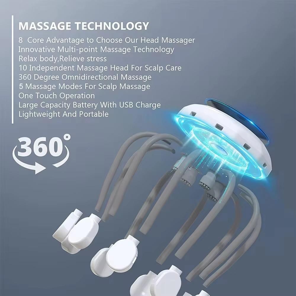 TPWGF65 ไฟฟ้าหัวนวด, Therapeutic Scratch Pad Octopus Claw แปด Claw นวด, แฮนด์ฟรีบําบัด USB ชาร์จ Multi-Point นวดสําหรับผ่อนคลายความเครียดไมเกรน ราคา ถูกที่สุด ดีลบีเคเค แกลเลอรีภาพที่ 3