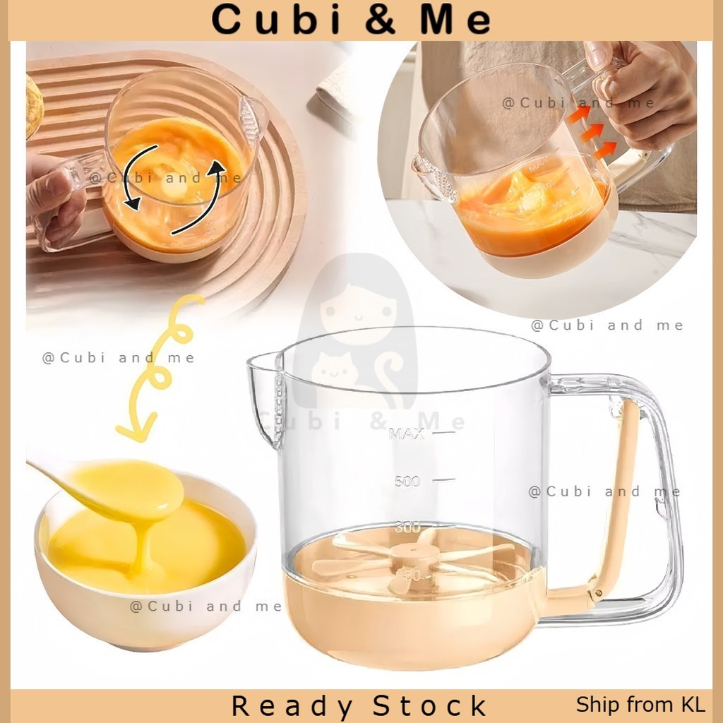 C&M Creative Egg Stirring Cup Manual Egg Mixer Semi Automatic Egg Whisk Handheld Kitchen Gadgets