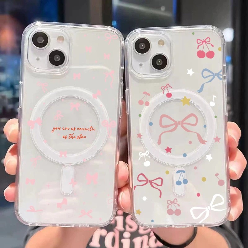 เคสโทรศัพท์หรูหราแบบไร้สายชาร์จได้สำหรับ IPhone 13 15 17 7Plus 16 14 12 11 Pro MAX 8 6 7 6S Plus X XR XSโบว์ลอย