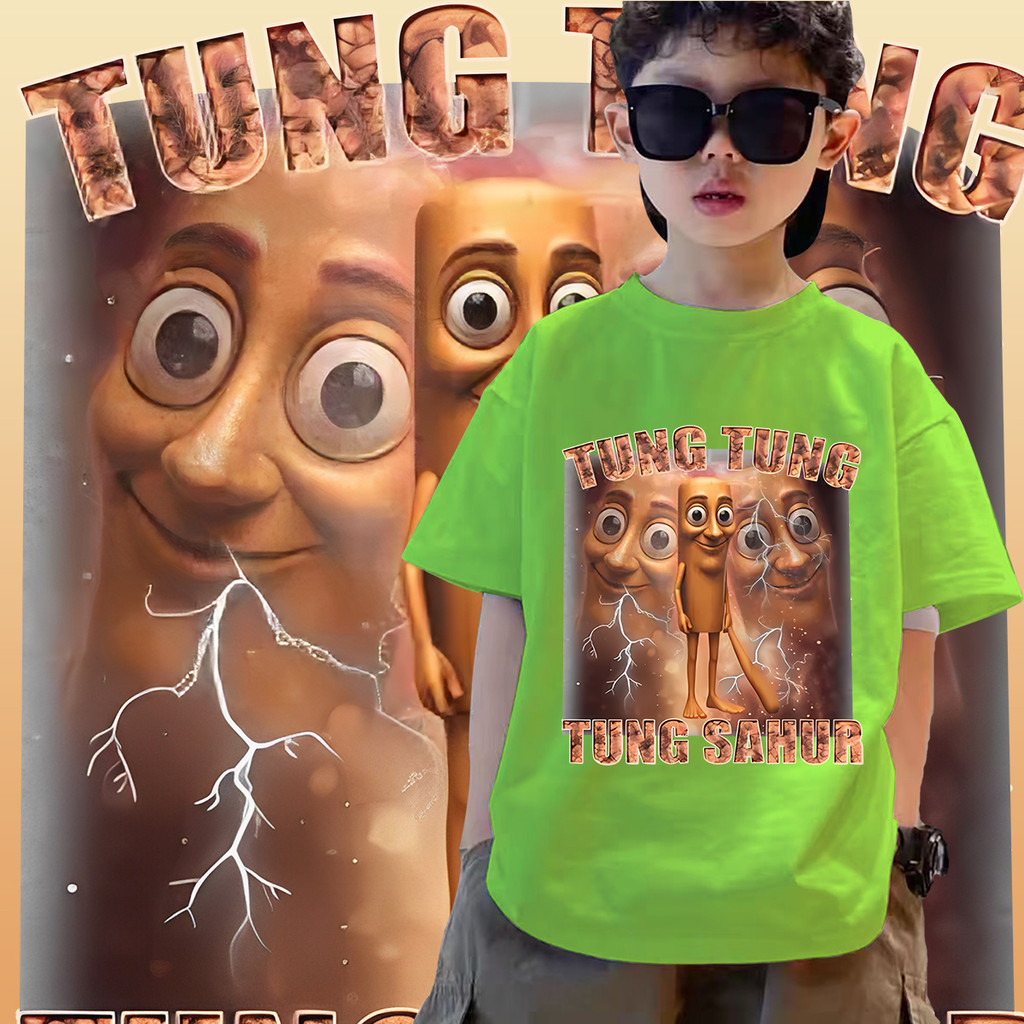 【KIDS】Tung Tung Tung Sahur เสื้อยืดเด็ก 8 สี Funny Ramadan Meme Baseball Bat Classic Children's T-sh
