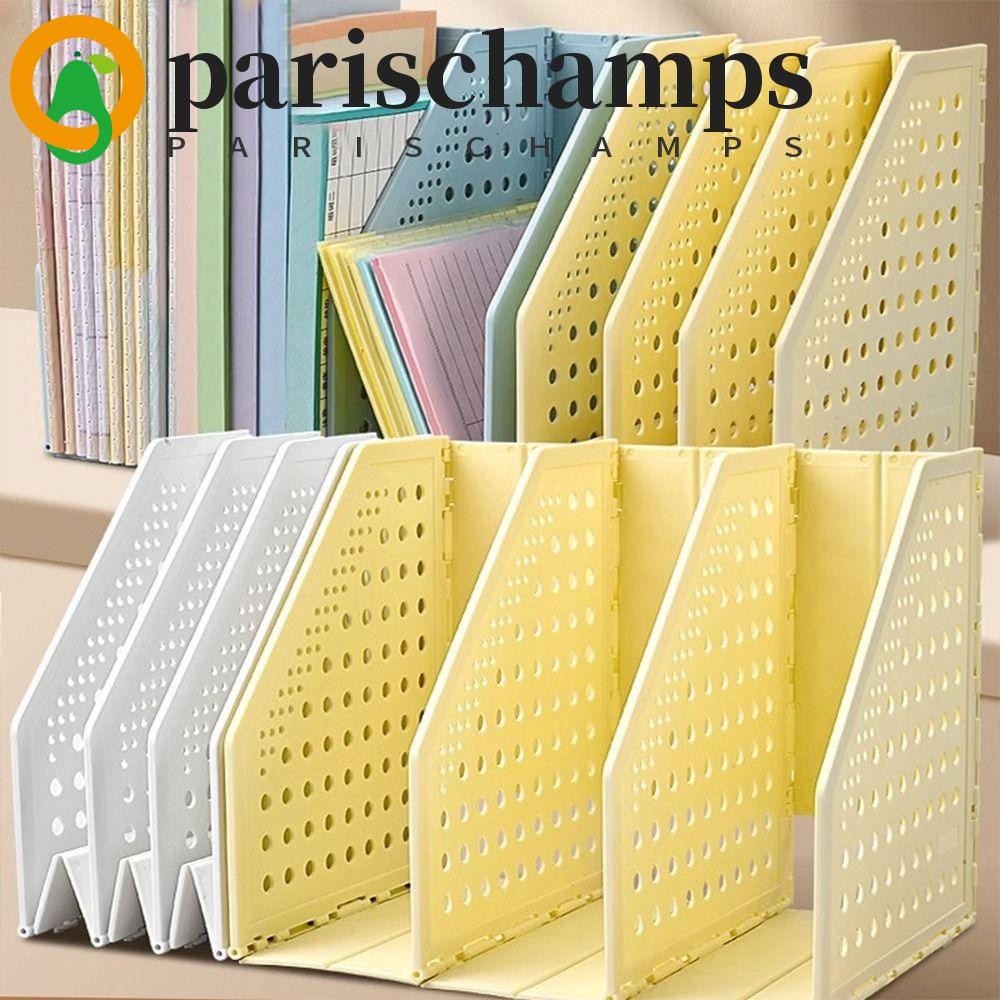 PARISCHAMPS ชั้นเก็บไฟล์, ที่เก็บไฟล์ชั้นวางหนังสือที่ใส่ไฟล์แบบพับเก็บได้, ที่ใส่หนังสือ Creative Retract ซูมปรับเดสก์ท็อป Bookend Office Supply