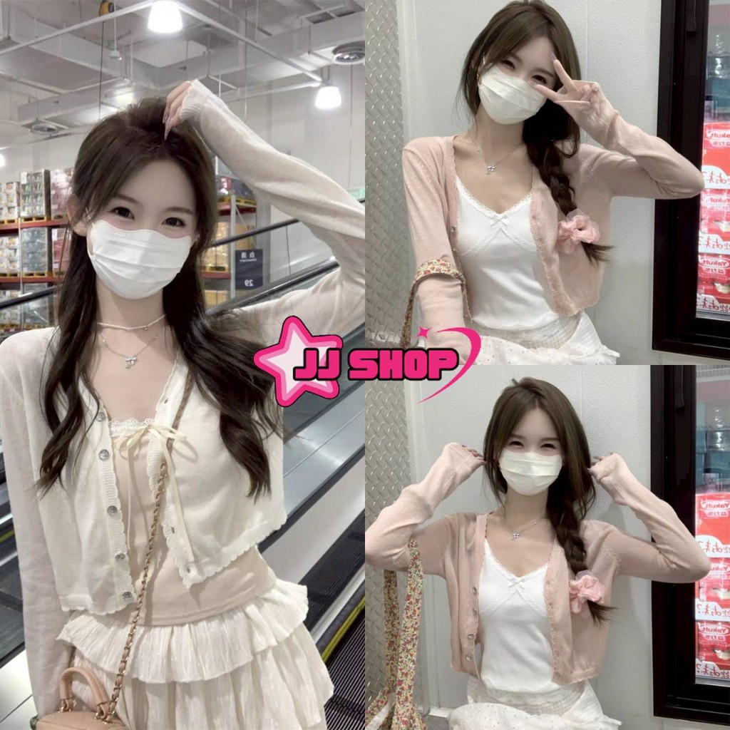 JJ Shop​💜พร้อมส่ง เสื้อคลุมไหมพรม แขนยาว น่ารักๆ สีพาสเทลน่ารักมาก "W-L063"
