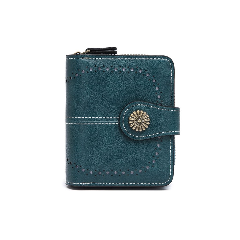 Realia Blue Leather Womens Short Wallet WA1120B2 หนา Full Capacity Simple Modern