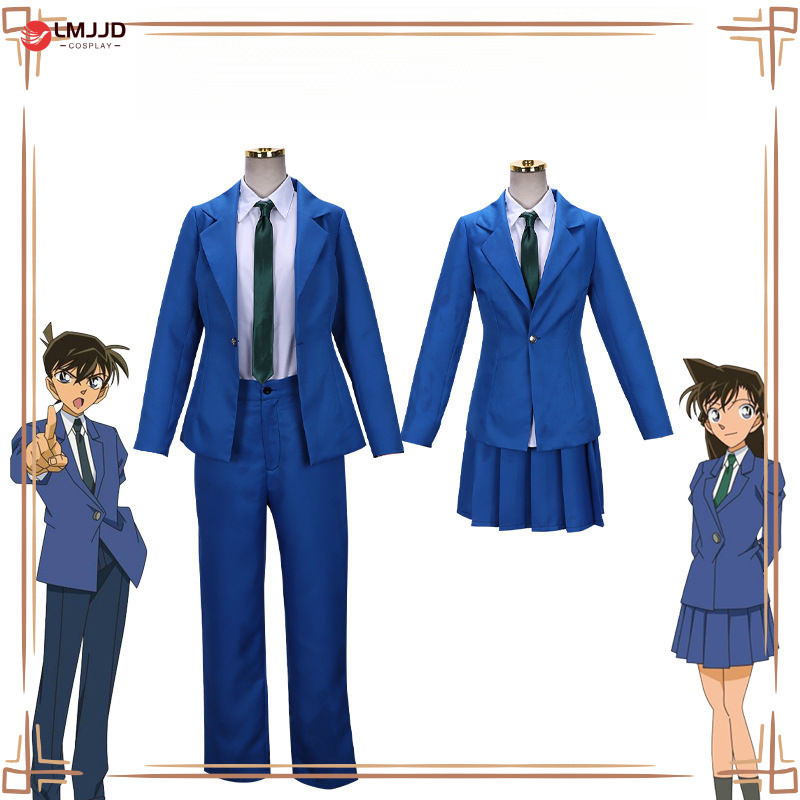 นักสืบโคนัน Gongteng Xinxin Cos เครื่องแต่งกาย Ran Mori Xiaolan ดอกไม้ข้าว High School Commander ชุดคอสเพลย์เสื้อผ้าผู้ชาย