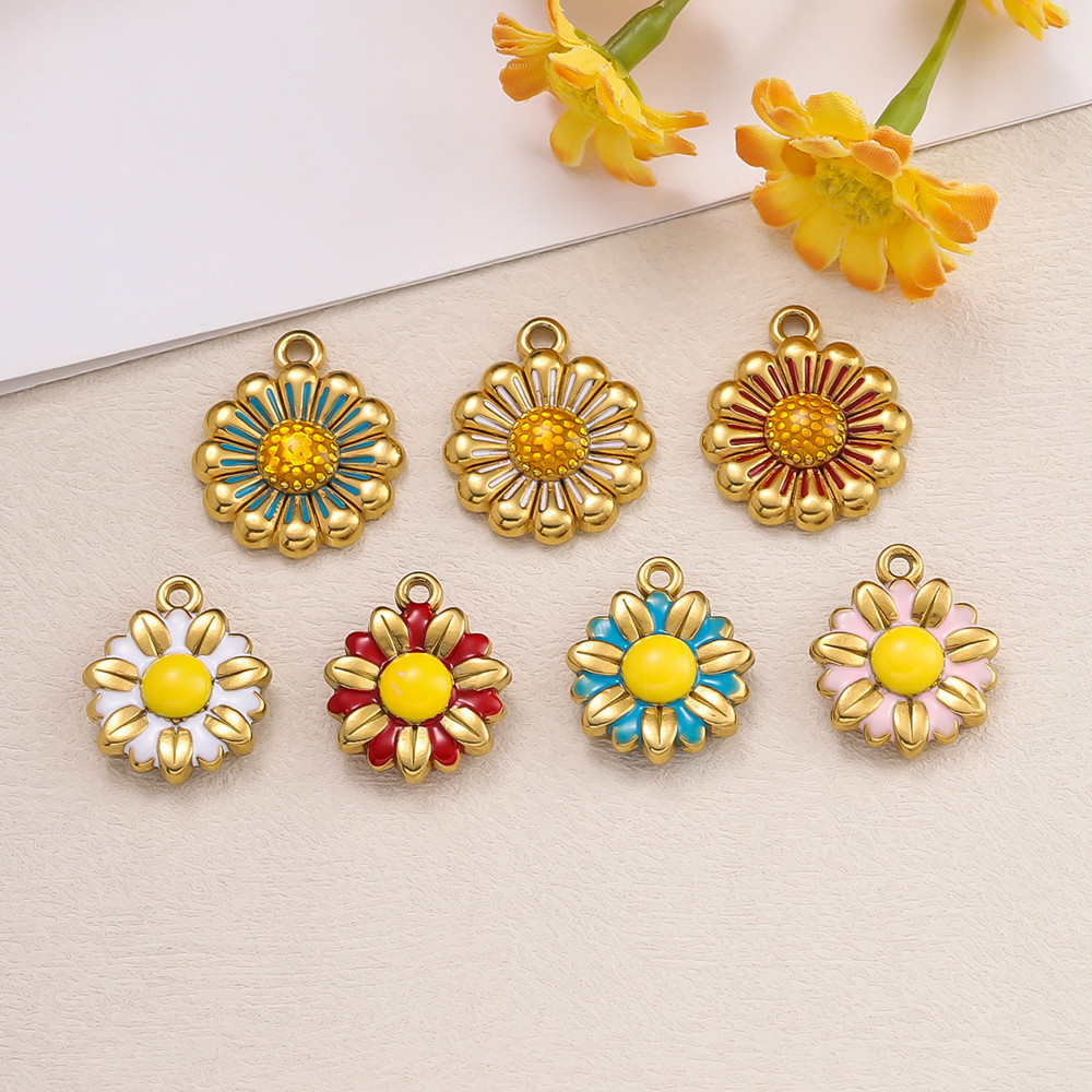 St. kunkka 2 ชิ้นจี้สแตนเลสคุณภาพสูง Daisy จี้สําหรับเครื่องประดับ DIY