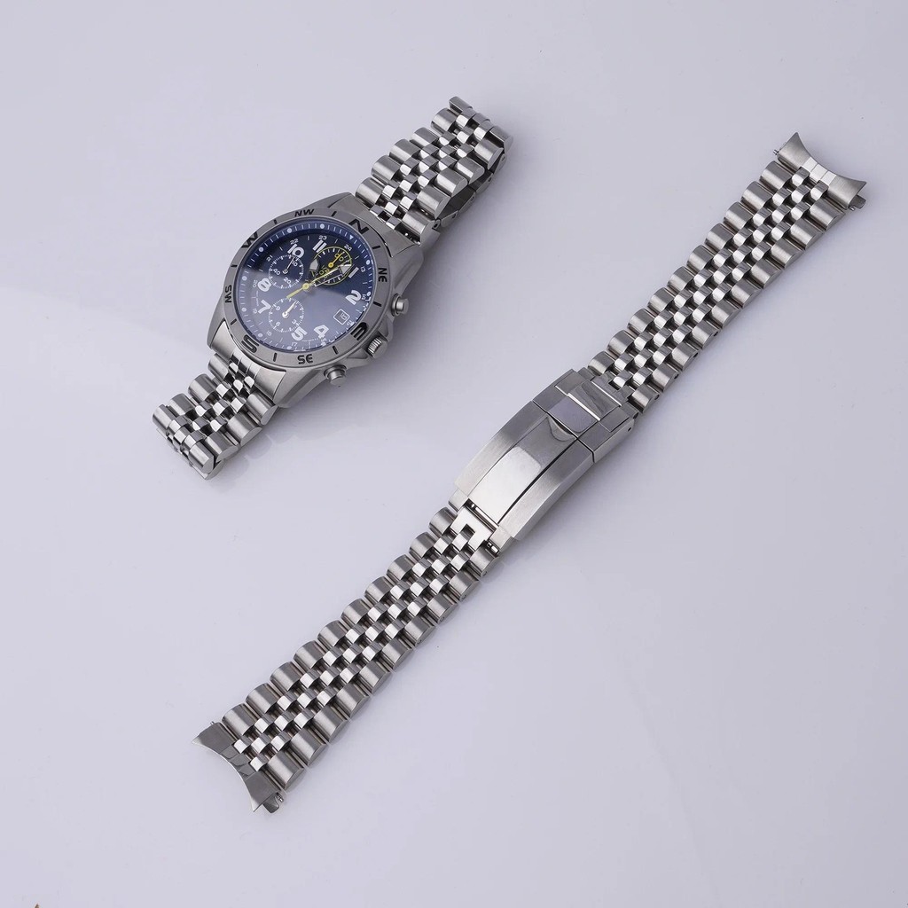 สําหรับ 20mm Seiko Chronograph SND363 SND365 SND367 SND367P1 Silver Jubilee WatchBand สายคล้อง Curve