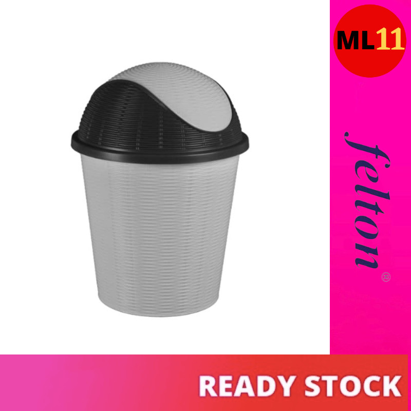 DELTON (10L) ถังขยะขนาดเล็กพร้อมฝาปิด Hayun สําหรับห้องครัวและห้องน้ํา / สวิงถังขยะด้านบน HSH3268